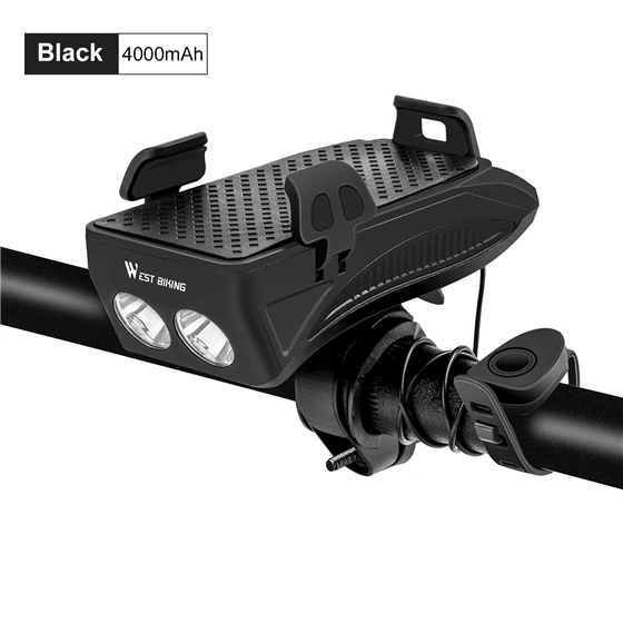 4 In 1 Bicycle Light Flashlight Bike Horn Flashlight For Bicycle Bike Lights USB Power Bank Bike Phone Holder With Charger