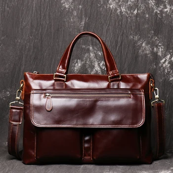 Men Oil Waxy Leather Business Tote Briefcase Laptop Document Case Retro Full Grain Leather Shoulder Messenger Bag
Men Oil Waxy Leather Business Tote Briefcase Laptop Document Case Retro Full Grain Leather Shoulder Messenger Bag