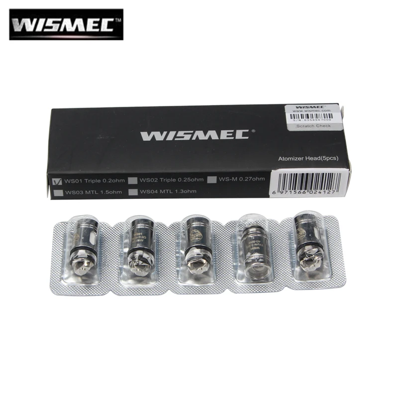 Original WS01 Triple 0.2ohm / WS02 Triple 0.25ohm Coil Heads Fit for Wismec Sinuous FJ200 P80 Predator 228 BOX MOD 5pcs/lot
Original WS01 Triple 0.2ohm / WS02 Triple 0.25ohm Coil Heads Fit for Wismec Sinuous FJ200 P80 Predator 228 BOX MOD 5pcs/lot