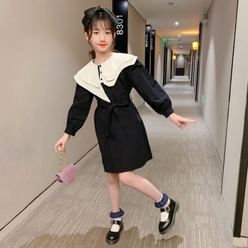 Fall Dress Girls 2020 New Kids Clothes Long Sleeve Peter Pan Children Dresses Party Black Autumn Spring School Dress With Belt 
Fall Dress Girls 2020 New Kids Clothes Long Sleeve Peter Pan Children Dresses Party Black Autumn Spring School Dress With Belt