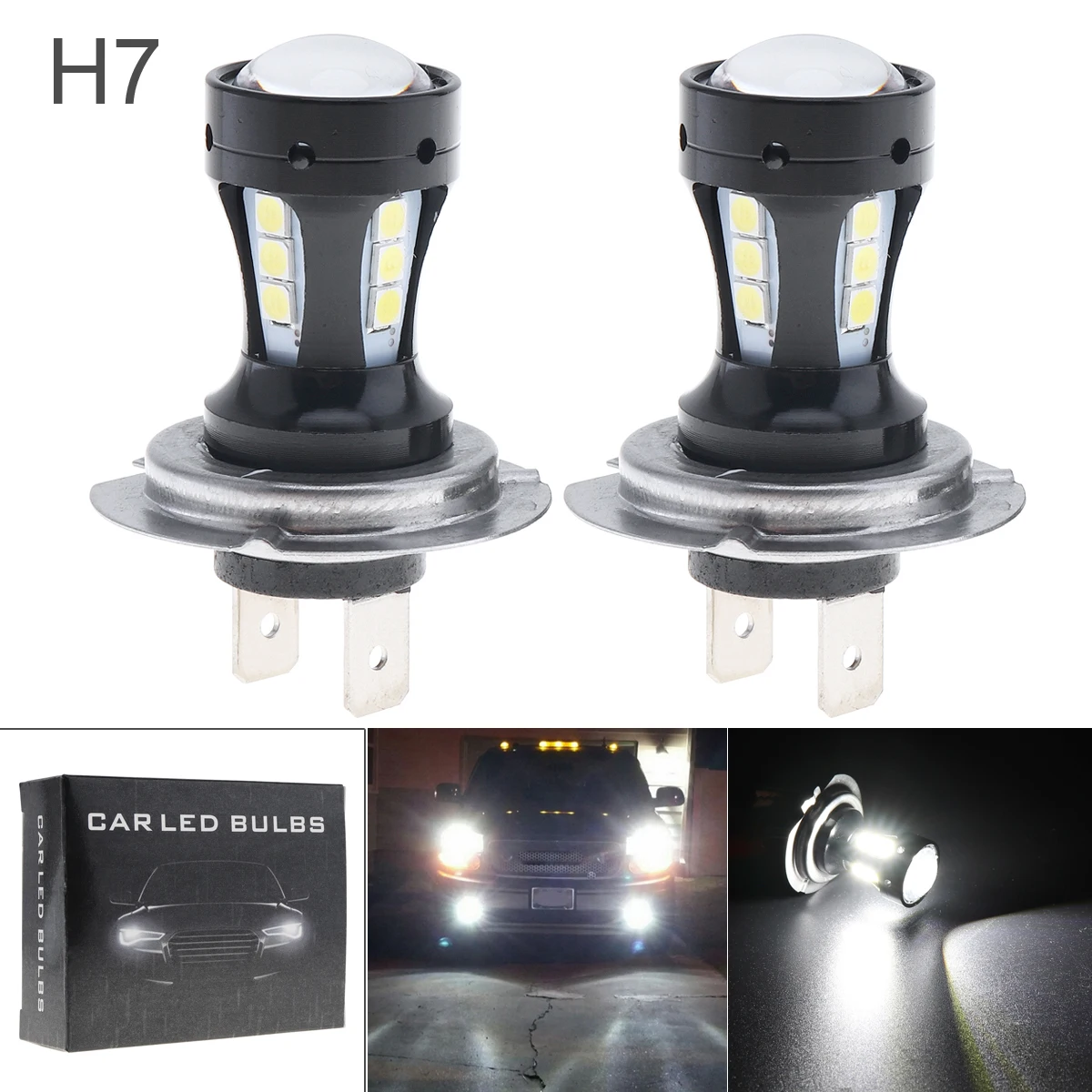 

2pcs Car Light 18W 950LM H7 High Power 18 x 3030 SMD LED Chips 6500K White Lights Foglight for Cars Auto Vehicle