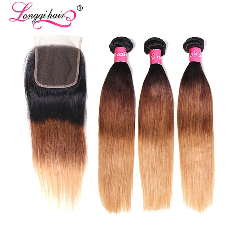 Longqi T1B/4/27 Ombre Straight Hair 3 Bundles with Lace Closure Free Part 4x4 Remy Brazilian Human Hair Extensions 16-26inch
Longqi T1B/4/27 Ombre Straight Hair 3 Bundles with Lace Closure Free Part 4x4 Remy Brazilian Human Hair Extensions 16-26inch