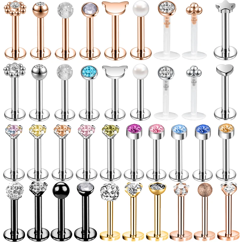 AOEDEJ 12-21PCS/Set Zirconia Lip Studs Stainless Steel Studs Earring High Polish BarBell Labert Piercing Conch Helix Earring Men
AOEDEJ 12-21PCS/Set Zirconia Lip Studs Stainless Steel Studs Earring High Polish BarBell Labert Piercing Conch Helix Earring Men