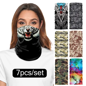 

7 Pcs Camouflage Headscarf Sporting 3D Print Seamless Bandana Magic Scarf Headwear Ski Headband Balaclava Multifunctional