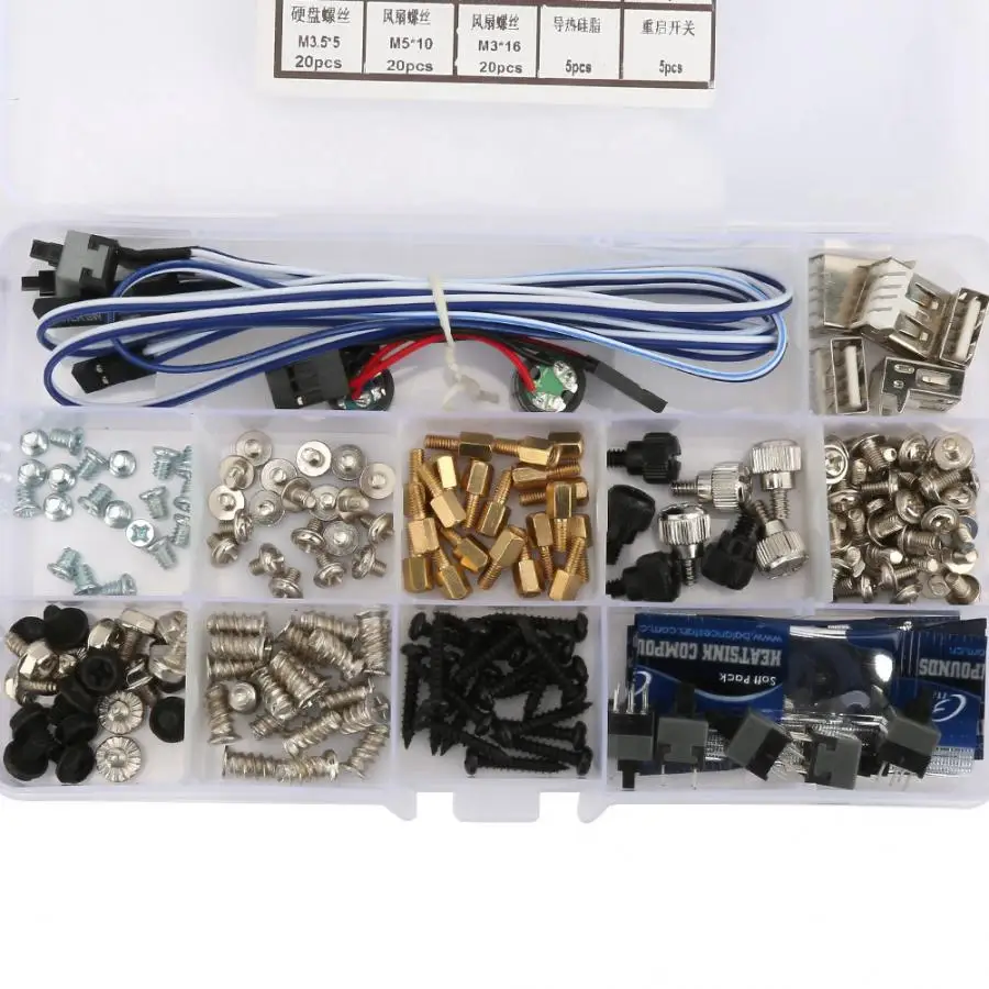 189Pcs/set Motherboard Hard Disk Screws PC Assortment Kit Computer Repairing Accessories
189Pcs/set Motherboard Hard Disk Screws PC Assortment Kit Computer Repairing Accessories