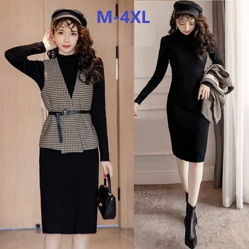Winter Plus size ladies clothes set waist belt woolen plaid vest coat+knitted pullover long sweater elegant knitted dress set4XL
Winter Plus size ladies clothes set waist belt woolen plaid vest coat+knitted pullover long sweater elegant knitted dress set4XL