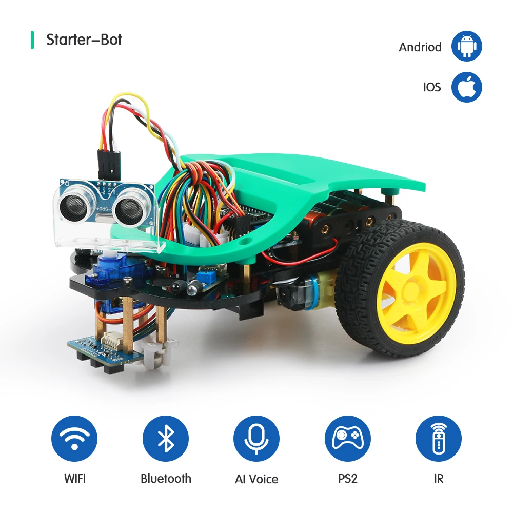 

Smart Robot Car Starter Kit Starter-Bot for Arduino R3 with Tutorial,Support iOS/Android,Ps2 for Arduino Diy Kit