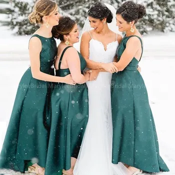 Ankle Length Dark Green Bridesmaid Dresses O-neck Backless Satin Wedding Guest Dresses vestidos fiesta boda Party Gowns
Ankle Length Dark Green Bridesmaid Dresses O-neck Backless Satin Wedding Guest Dresses vestidos fiesta boda Party Gowns