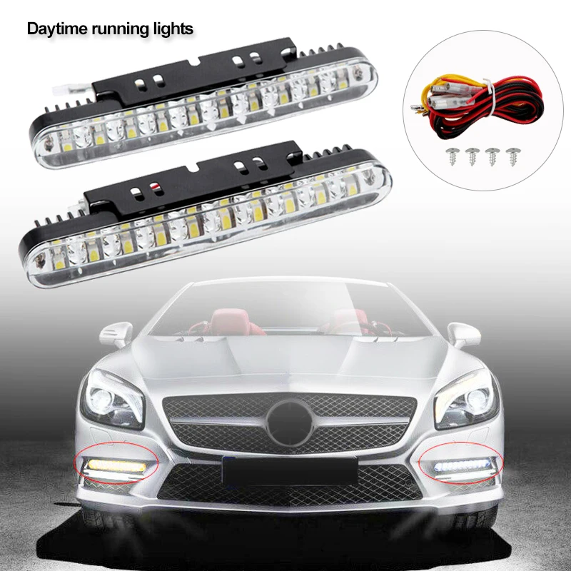 

2pcs 6000K 12V LED Daytime Running Spot Light DRL Driving Turn Signal Fog Lamp White Amber For Off-road SUV Car Truck 4WD