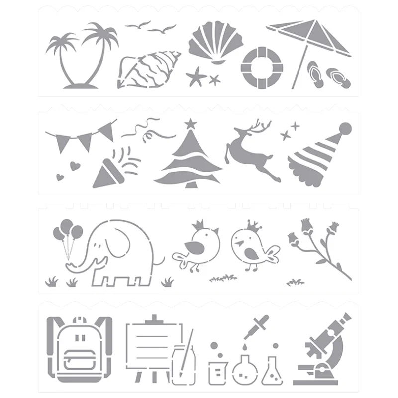 4pc Stencils Elephant Coloring Embossing Theme Lace Ruler Cake Painting Template Tool DIY Scrapbook Diary Decoration Reusable
4pc Stencils Elephant Coloring Embossing Theme Lace Ruler Cake Painting Template Tool DIY Scrapbook Diary Decoration Reusable