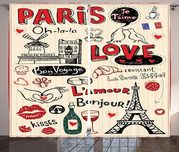 Paris Curtains Love Doodles Coffee Wine Glass Croissant Cheese Cupcake Kiss Sketchy Art Living Room Bedroom Window Drapes Beige
Paris Curtains Love Doodles Coffee Wine Glass Croissant Cheese Cupcake Kiss Sketchy Art Living Room Bedroom Window Drapes Beige