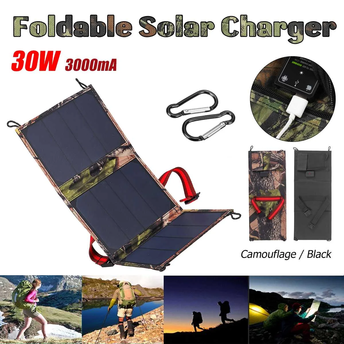 New Design Sunpower 30W 5V Foldable Solar Panel Charger Solar Power Bank USB Camouflage Backpack Camping Hiking
New Design Sunpower 30W 5V Foldable Solar Panel Charger Solar Power Bank USB Camouflage Backpack Camping Hiking