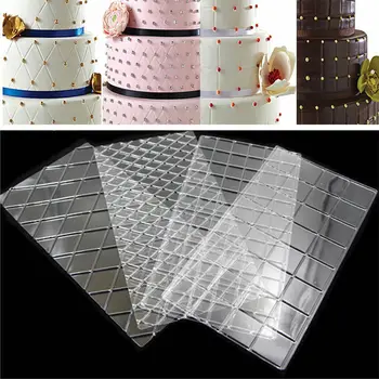 

4Pcs Grid Pattern Cake Border Mat Biscuit Cake Decorating Sugarcraft Paste Mould Decorating Tools Cake Mold Fondant Gumpaste