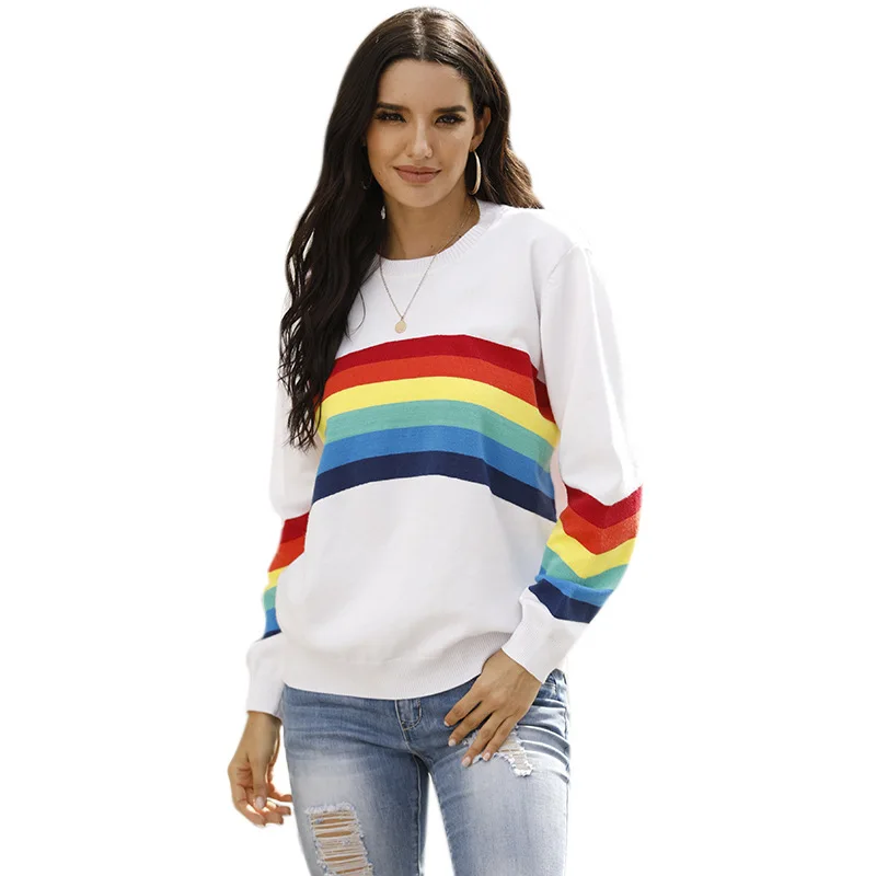 Sweater Women 2020 Fall Winter Rainbow Striped Pullover Sweaters Casual Flat Knitted Full Sleeve O-Neck Coat Outwear MMYZZ06
Sweater Women 2020 Fall Winter Rainbow Striped Pullover Sweaters Casual Flat Knitted Full Sleeve O-Neck Coat Outwear MMYZZ06