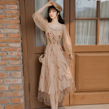 BacklakeGirls New Women Fashion Dress O Neck Long See-through Lantern Sleeve Mesh Dress Embroidery Fairy Dress Robes Longues
BacklakeGirls New Women Fashion Dress O Neck Long See-through Lantern Sleeve Mesh Dress Embroidery Fairy Dress Robes Longues
