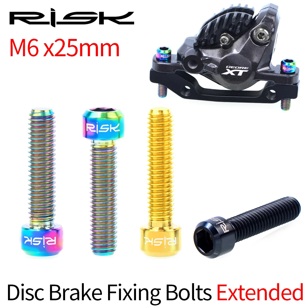 RISK 2PCS M6*25mm Titanium Alloy Bicycle Disc Brake Caliper Fixing Exten Bolt Lock MTB Bike Oil Disc Brake TC4 Retaining Screw
RISK 2PCS M6*25mm Titanium Alloy Bicycle Disc Brake Caliper Fixing Exten Bolt Lock MTB Bike Oil Disc Brake TC4 Retaining Screw