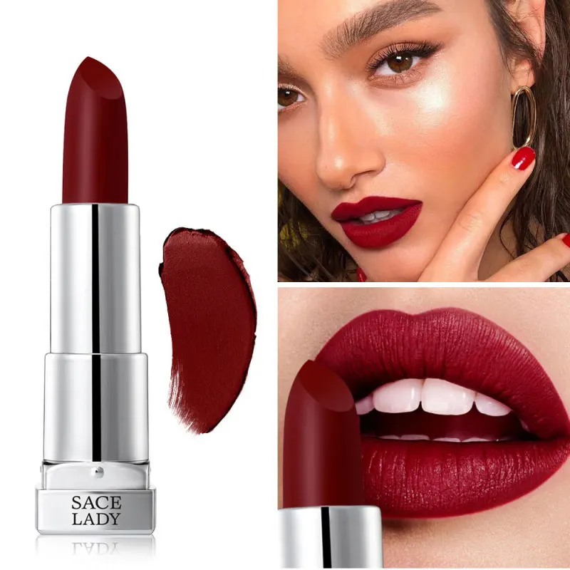 

9 Colors Brand Silky Matte Lipstick Waterproof Makeup Pigmented Lip Stick Long-lasting Lips Nude Beauty Cosmetics Make Up