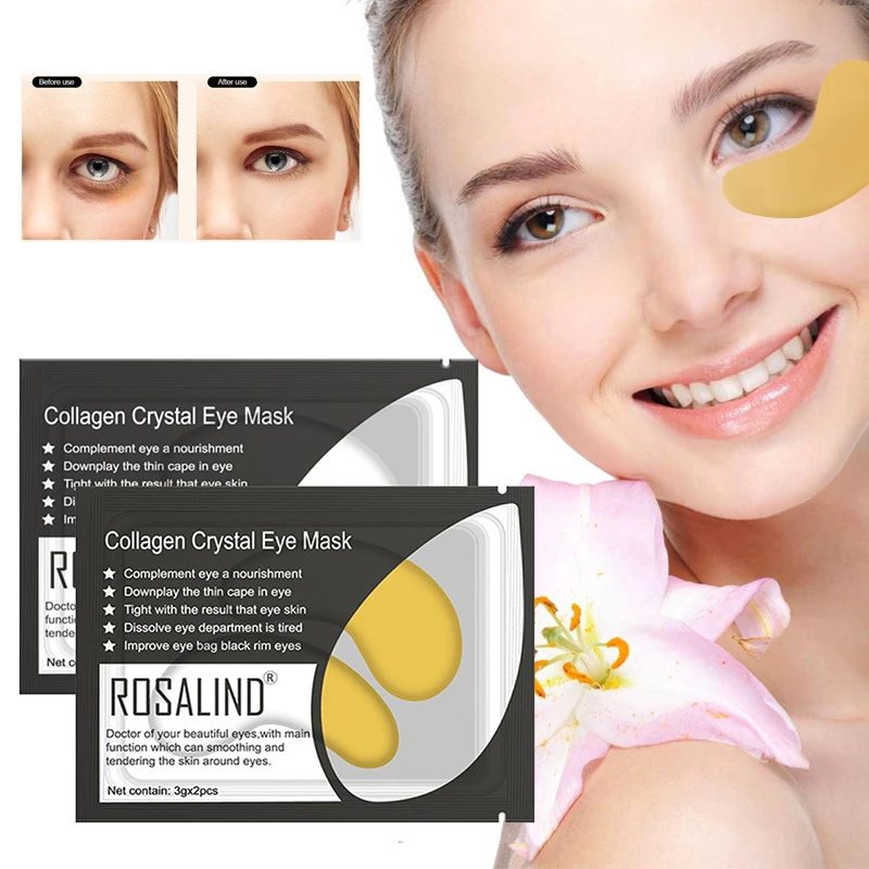 

1pair Gold Crystal Collagen Eye Mask for Eye Acne Eye Bags Remove Black Anti-Aging Wrinkle Eye Patches Korean Cosmetics TSLM2