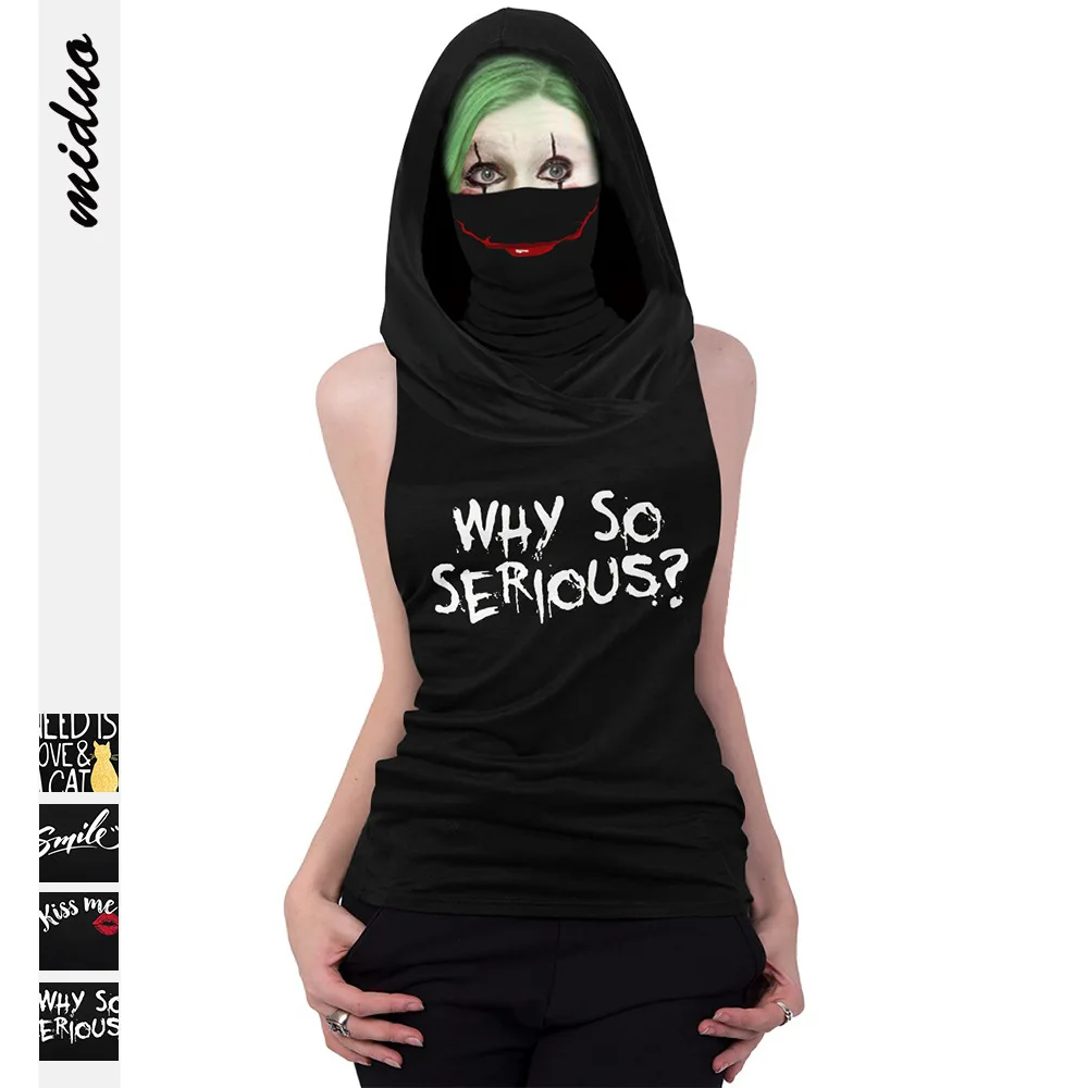 2020 Summer Hot Halloween English 3D Digital Printing Women's Sleeveless Hooded Mask Top Outdoor Dustproof
2020 Summer Hot Halloween English 3D Digital Printing Women's Sleeveless Hooded Mask Top Outdoor Dustproof