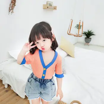 2020 new girls knitted t-shirt spring summer fashion cotton kids girls top 1-6t 
2020 new girls knitted t-shirt spring summer fashion cotton kids girls top 1-6t