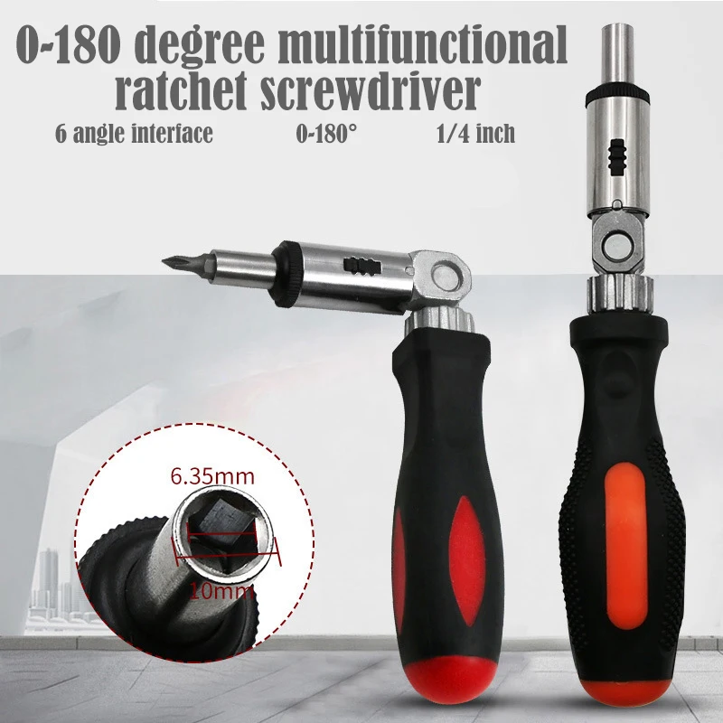 Junejour 180 Degree Adjustable Ratchet Screwdriver 1/4 Inch Hex Wrench Screwdriver Sockets
Junejour 180 Degree Adjustable Ratchet Screwdriver 1/4 Inch Hex Wrench Screwdriver Sockets