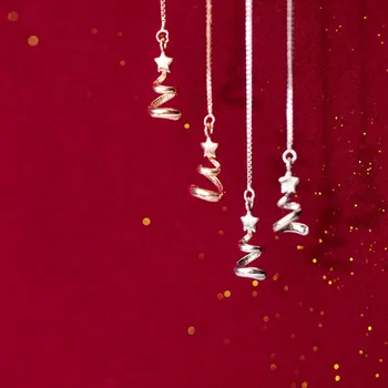925 Sterling Silver Christmas Tree Ear Threads Statement Rose Gold Color Long Chain Dangle Drop Star Earrings Jewelry for Women
925 Sterling Silver Christmas Tree Ear Threads Statement Rose Gold Color Long Chain Dangle Drop Star Earrings Jewelry for Women