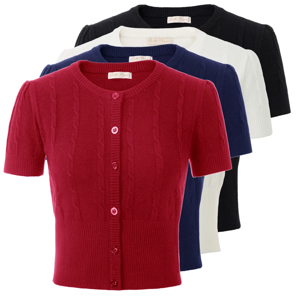 Belle Poque Femme Cardigan Manche Longue//Courte Fermeture aux Bouton pour Robe Bretelle Tee Shirt 707GF
