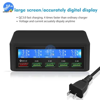 QC 3.0 Quick Charge 5 Port USB Charger LCD Digital Display Fast Wall Charger US EU Plug For Iphone Xiaomi Portatil Cargador
QC 3.0 Quick Charge 5 Port USB Charger LCD Digital Display Fast Wall Charger US EU Plug For Iphone Xiaomi Portatil Cargador