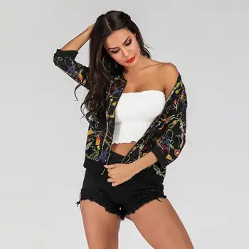 Women Three Quarter Sleeve Short Jacket Female Sunscreen Print Chiffon Baseball Coat Graffiti Lines Spring Autumn Round Neck Top
Women Three Quarter Sleeve Short Jacket Female Sunscreen Print Chiffon Baseball Coat Graffiti Lines Spring Autumn Round Neck Top