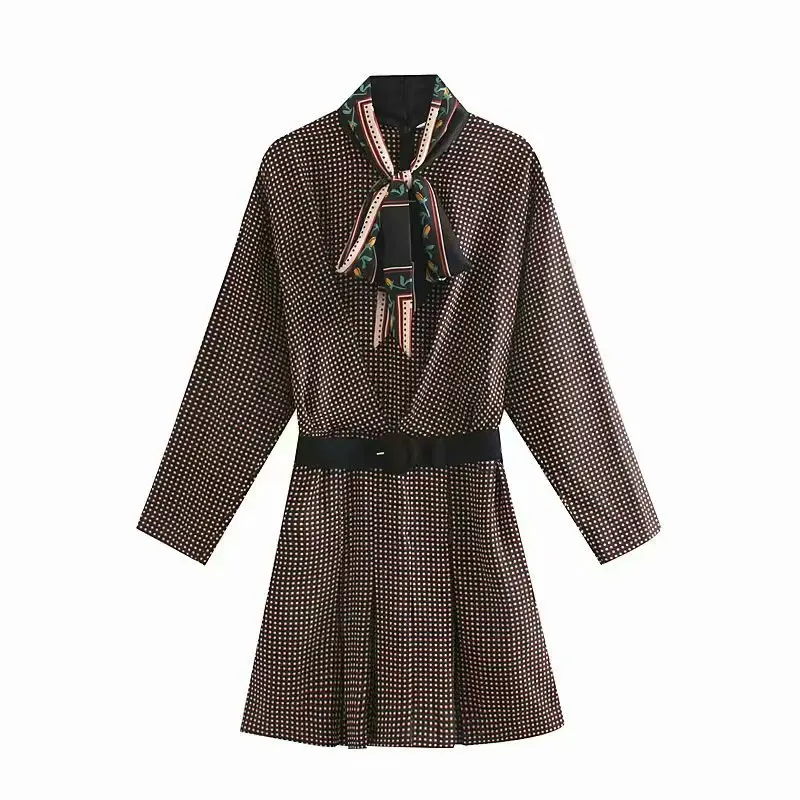 QZ933 Women's Scarf Neck Bow Knot Slim Waist Long Sleeve Dot Print Dress Autumn Vestidos 
QZ933 Women's Scarf Neck Bow Knot Slim Waist Long Sleeve Dot Print Dress Autumn Vestidos