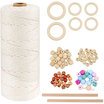 109 Yards Natural Macrame Rope with Wooden Beads Wood Ring and Wooden Stick for Crafts,Wall Hanging, DIY Plant Hangers
109 Yards Natural Macrame Rope with Wooden Beads Wood Ring and Wooden Stick for Crafts,Wall Hanging, DIY Plant Hangers