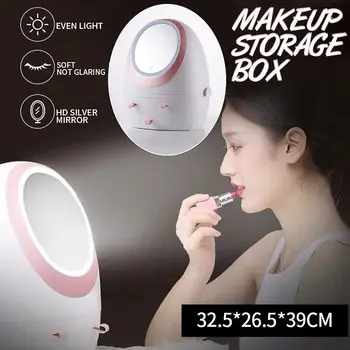 USB Cosmetic Storage Box with LED Light Makeup Mirror Cosmetics Skin Care Products Drawers Holder Portable Organizer Container 
USB Cosmetic Storage Box with LED Light Makeup Mirror Cosmetics Skin Care Products Drawers Holder Portable Organizer Container