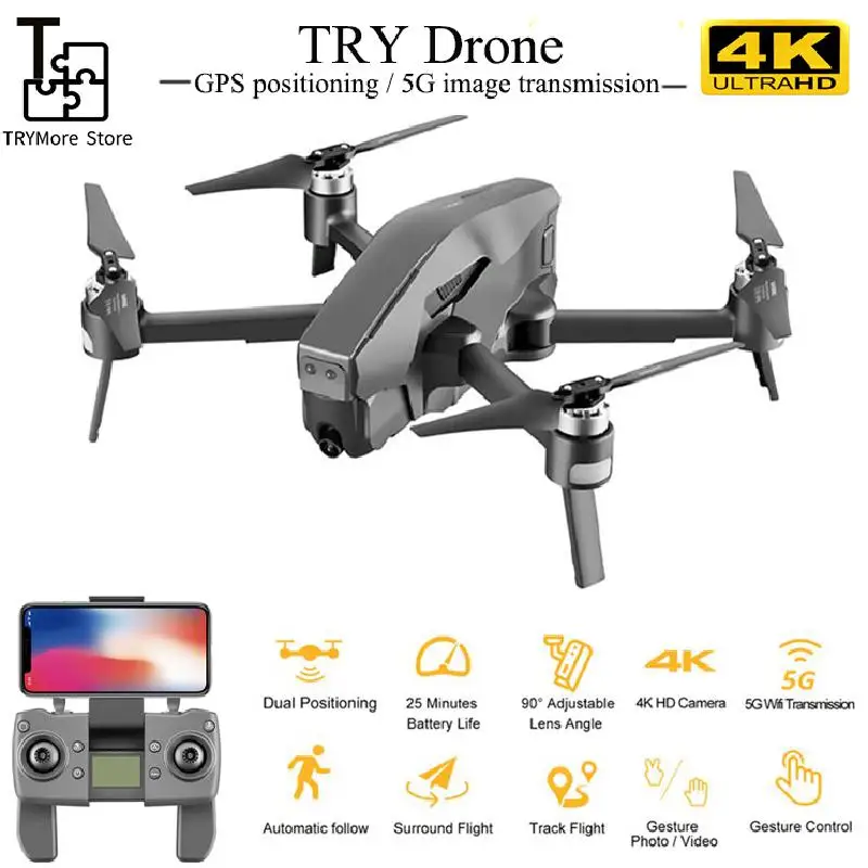 Бесщеточный семейный Wifi Fpv Gps Радиоуправляемый Дрон 1080p 4k камера Hd Широкий угол 2