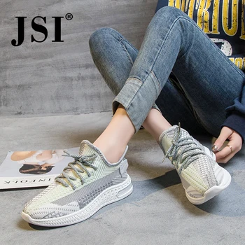 

JSI Casual Sports Women's Flats Patchwork Design Comfortable Round Toe Anti-Slippery Fashion Shoes New Breathable Sneakers JY111