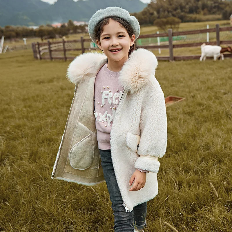 Girls Outerwear Fall Winter 2019 New Kids' Mid-long Lamb Wool Coat with Fur Hoodie
Girls Outerwear Fall Winter 2019 New Kids' Mid-long Lamb Wool Coat with Fur Hoodie