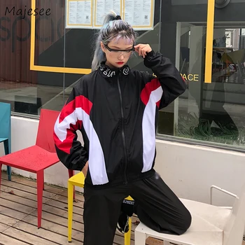 Jackets Women Oversized BF Patchwork Womens Jacket Harajuku Zipper Korean Style All-match Streetwear Outwear Females Fashion New 
Jackets Women Oversized BF Patchwork Womens Jacket Harajuku Zipper Korean Style All-match Streetwear Outwear Females Fashion New