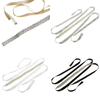 Vintage Bridal Handmade Ribbon Rhinestone Pearl Crystal Wedding Dress Belt Sash Color:Grey 
Vintage Bridal Handmade Ribbon Rhinestone Pearl Crystal Wedding Dress Belt Sash Color:Grey