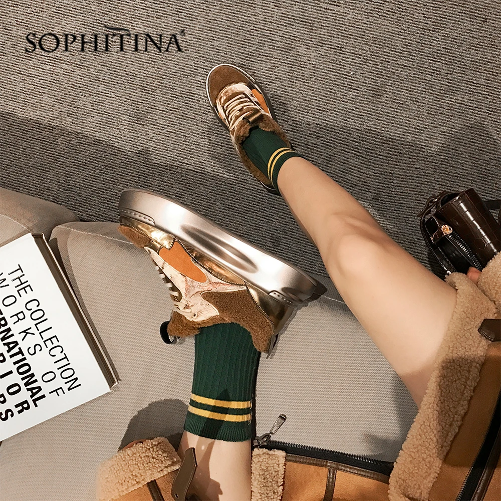SOPHITINA Comfortable Round Toe Flats Wool Women's Fashion Design Thick Bottom Lace-up Winter Shoes New Handmade Flats MO388
SOPHITINA Comfortable Round Toe Flats Wool Women's Fashion Design Thick Bottom Lace-up Winter Shoes New Handmade Flats MO388