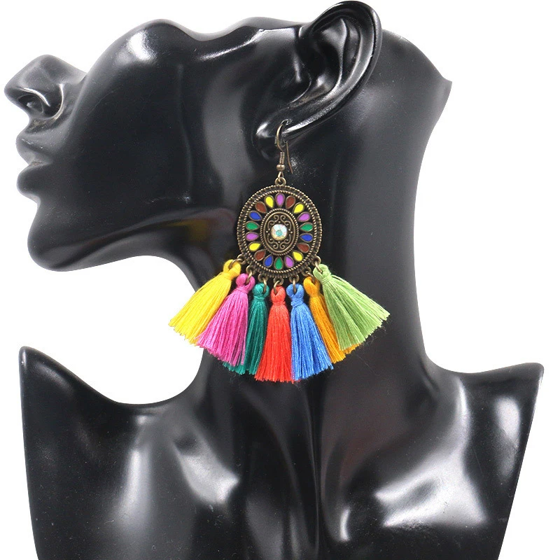 FSUNION Colorful tassel retro Vintage boho ethnic dream catch fringe dangle drop hanging earings for women Charm jewelry 2019
FSUNION Colorful tassel retro Vintage boho ethnic dream catch fringe dangle drop hanging earings for women Charm jewelry 2019