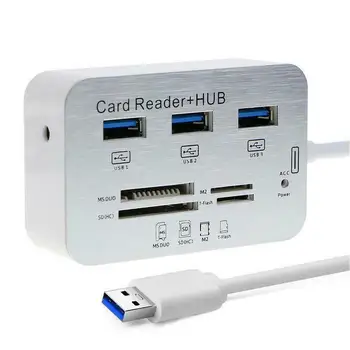 Aluminum 3 Port USB 3.0 Hub MS SD M2 TF Multi-In-1 Memory Card Reader Adapter US USB 3.0 card Reader
Aluminum 3 Port USB 3.0 Hub MS SD M2 TF Multi-In-1 Memory Card Reader Adapter US USB 3.0 card Reader