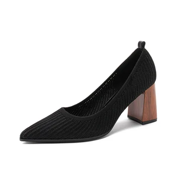 2020 Spring Knit Pumps Shoes Women High Square Heel Pointy Toe Office Lady Casual Slip On Stretchy Shoes Work Block Heel
2020 Spring Knit Pumps Shoes Women High Square Heel Pointy Toe Office Lady Casual Slip On Stretchy Shoes Work Block Heel