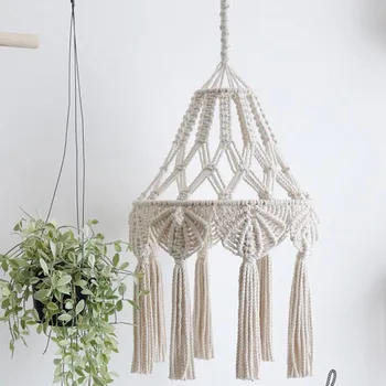 Boho Decor Macrame Tapestry Wall Hanging Ceiling Hand-woven Chandelier Lampshade Living Room Decor Tapestry Ins Korean Style 
Boho Decor Macrame Tapestry Wall Hanging Ceiling Hand-woven Chandelier Lampshade Living Room Decor Tapestry Ins Korean Style