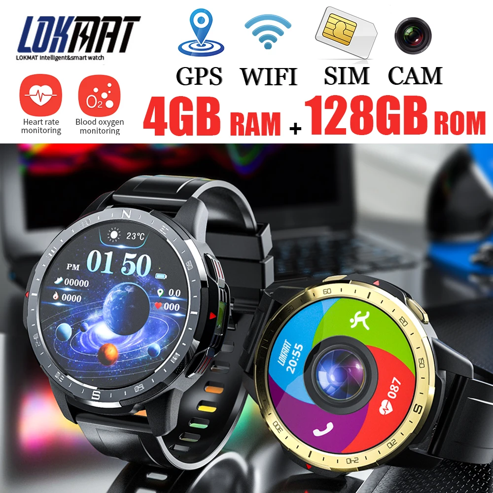Многофункциональные наручные часы LOKMAT с Android 4 Гб ОЗУ 128 ПЗУ GPS Wi-Fi SIM-карта