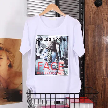 2020 Summer for Women's T-Shirt New Korean Letter Print street style casual top White Short Sleeve Loose plus size female tee 
2020 Summer for Women's T-Shirt New Korean Letter Print street style casual top White Short Sleeve Loose plus size female tee