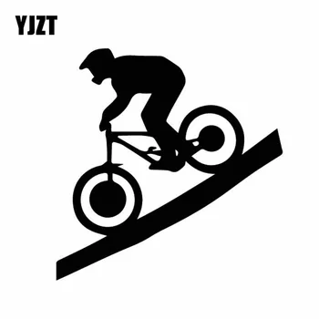 

YJZT 15CM*15.2CM Cool Bicycle Downhill Slope Acrobatics Interesting Vinly Decal Nice Decor Car Sticker Black/Silver C27-0808