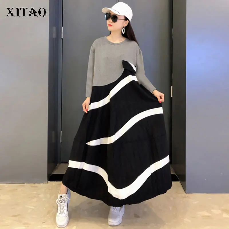 XITAO Elegant Stripe Print Patchwork Midi Dress O Neck Long Sleeve Korean Style Loose Casual Plus Size Dress Women ZYQ1966
XITAO Elegant Stripe Print Patchwork Midi Dress O Neck Long Sleeve Korean Style Loose Casual Plus Size Dress Women ZYQ1966