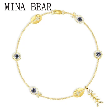 MINA BEAR High Quality Fashion Charm Charm Anklet Sparkling Zircon Set With Five Small Shells Lady Monaco Luxury Jewelry Gift 
MINA BEAR High Quality Fashion Charm Charm Anklet Sparkling Zircon Set With Five Small Shells Lady Monaco Luxury Jewelry Gift