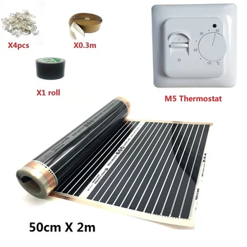 

50cmX2m Infared PTC Floor Heating Film Kits 240w/m2 Warm Mat Made in Korea (Thermostat, Clamps and Pastes included)