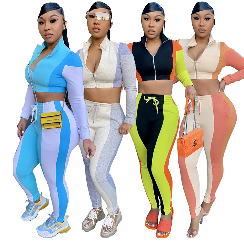 Autumn Tracksuit European and American Clothing Navel Sports Long-Sleeve Suit Panel Contrasting Color Casual Two Piece Set Women
Autumn Tracksuit European and American Clothing Navel Sports Long-Sleeve Suit Panel Contrasting Color Casual Two Piece Set Women