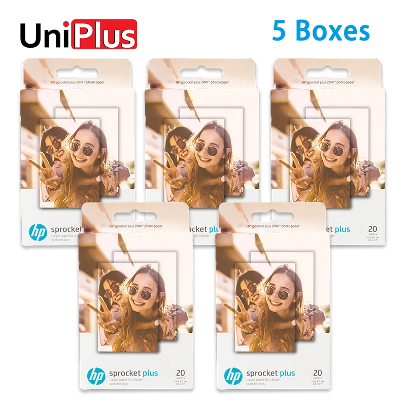 

UniPlus 5 Boxes ZINK Photo Paper Sticky-backed Fit for HP Sprocket Plus Photo Printer 5.8x8.7cm Phone Print Photo Paper DIY